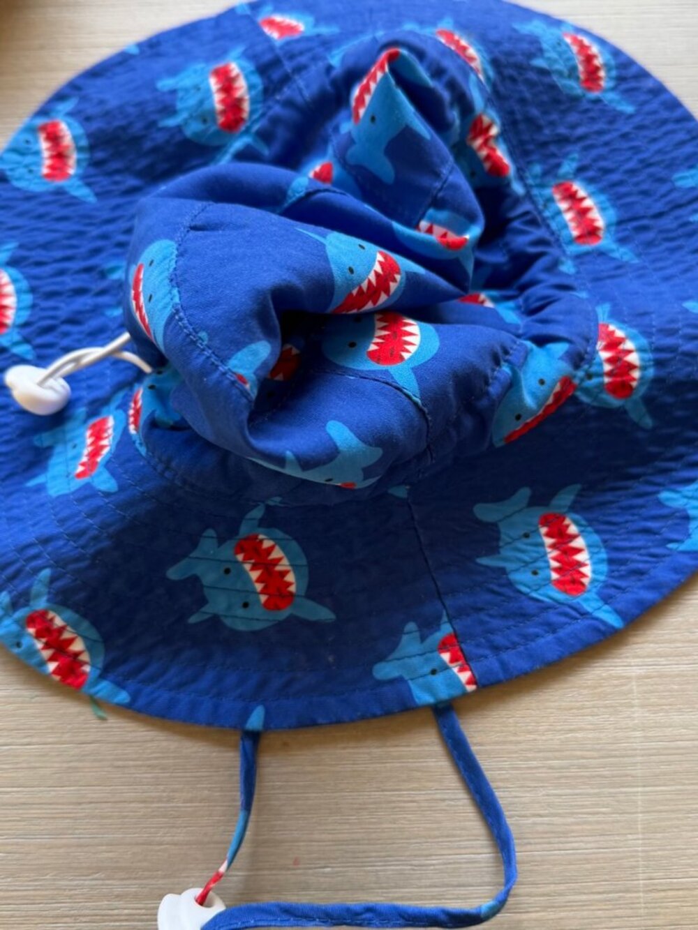 Baby Shark Bucket Sun Hat Blue Size 48 with Chin Strap